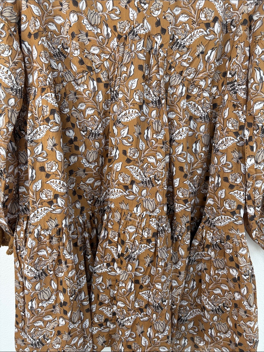 Anthropologie Let Me Be Jemma Floral Tunic Mini Dress Petite 12P Brown NWT - Picture 6 of 16